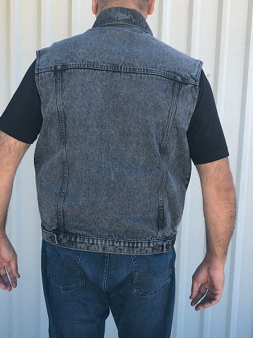 Charcoal Gray Denim Vest with Concealed Holster - Men's 14.5oz. Denim Pro Apparel