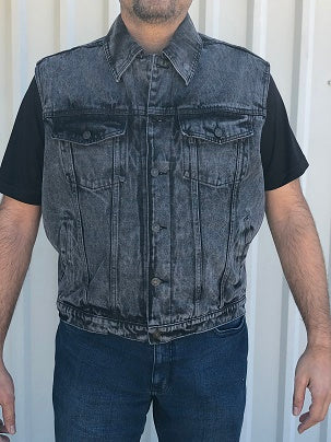 Charcoal Gray Denim Vest with Concealed Holster - Men's 14.5oz. Denim Pro Apparel