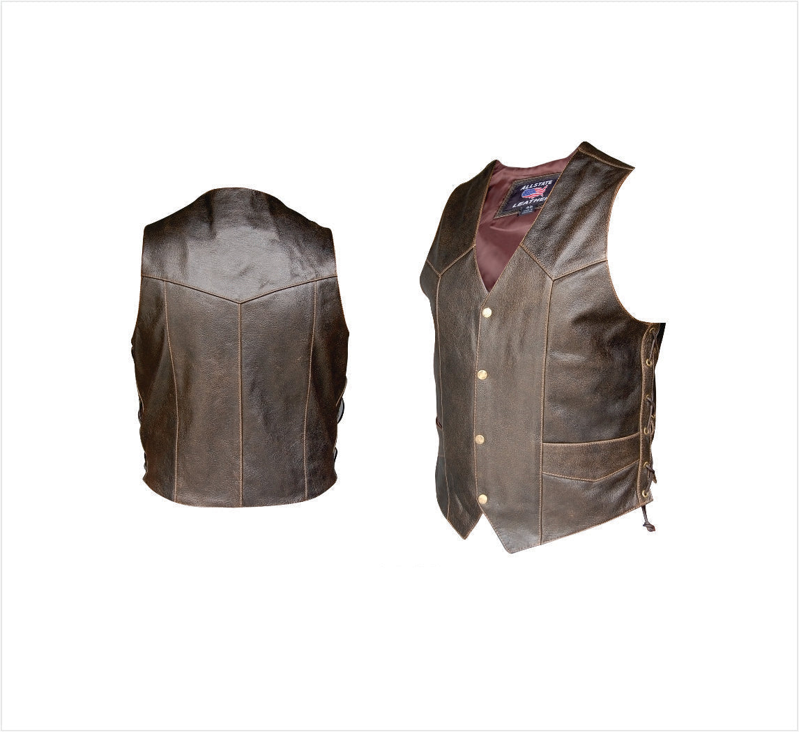 Classic Retro Brown Side Laced Buffalo Vest