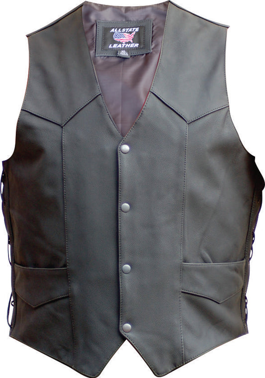 Club Style Panel Back Leather Rider Vest