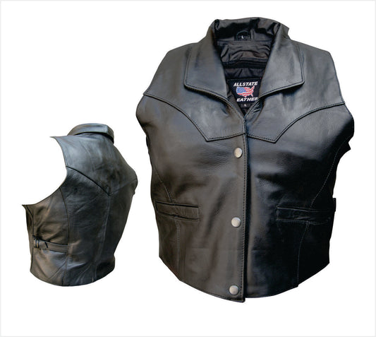 Cowhide Premium Vest with Collar and Buckles