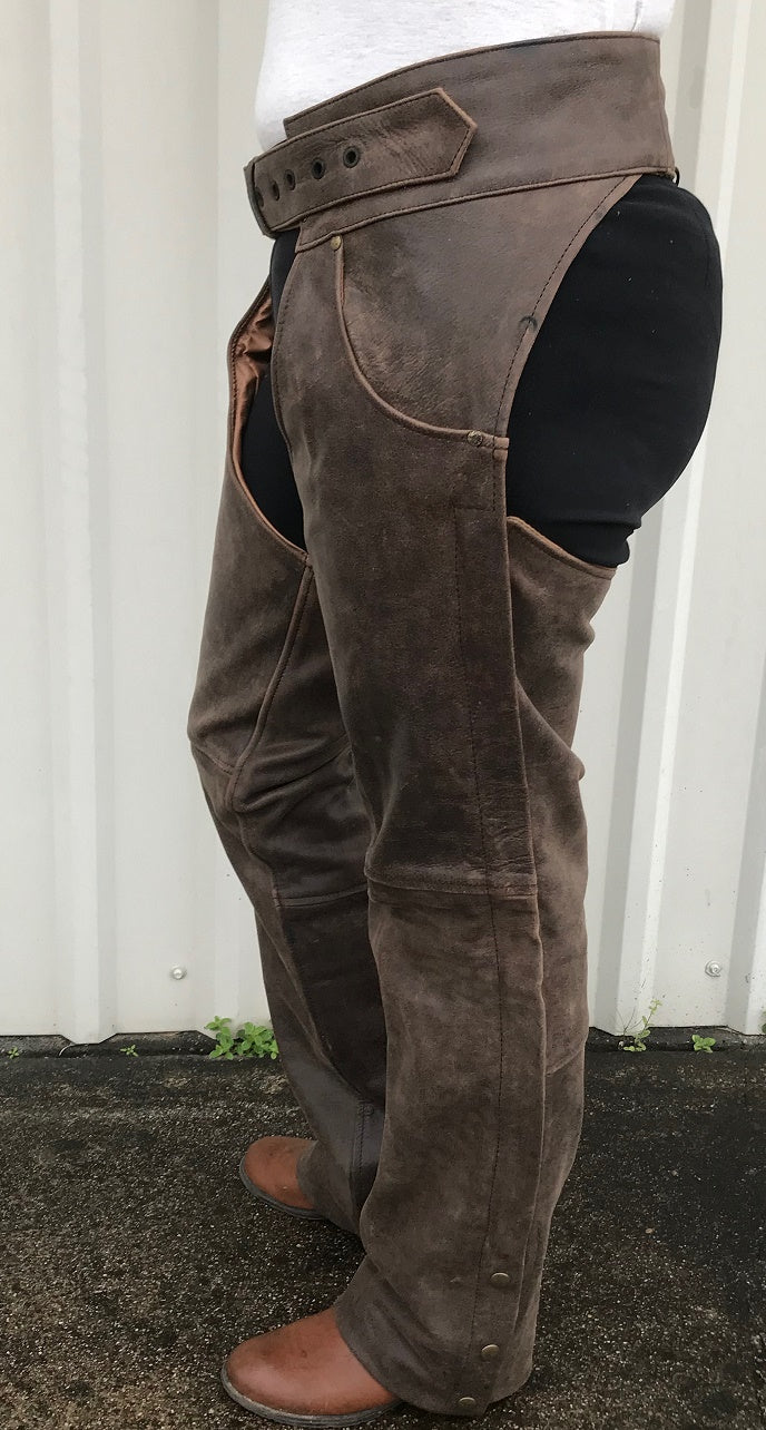 Rustic Premium Brown Buffalo Leather Chaps