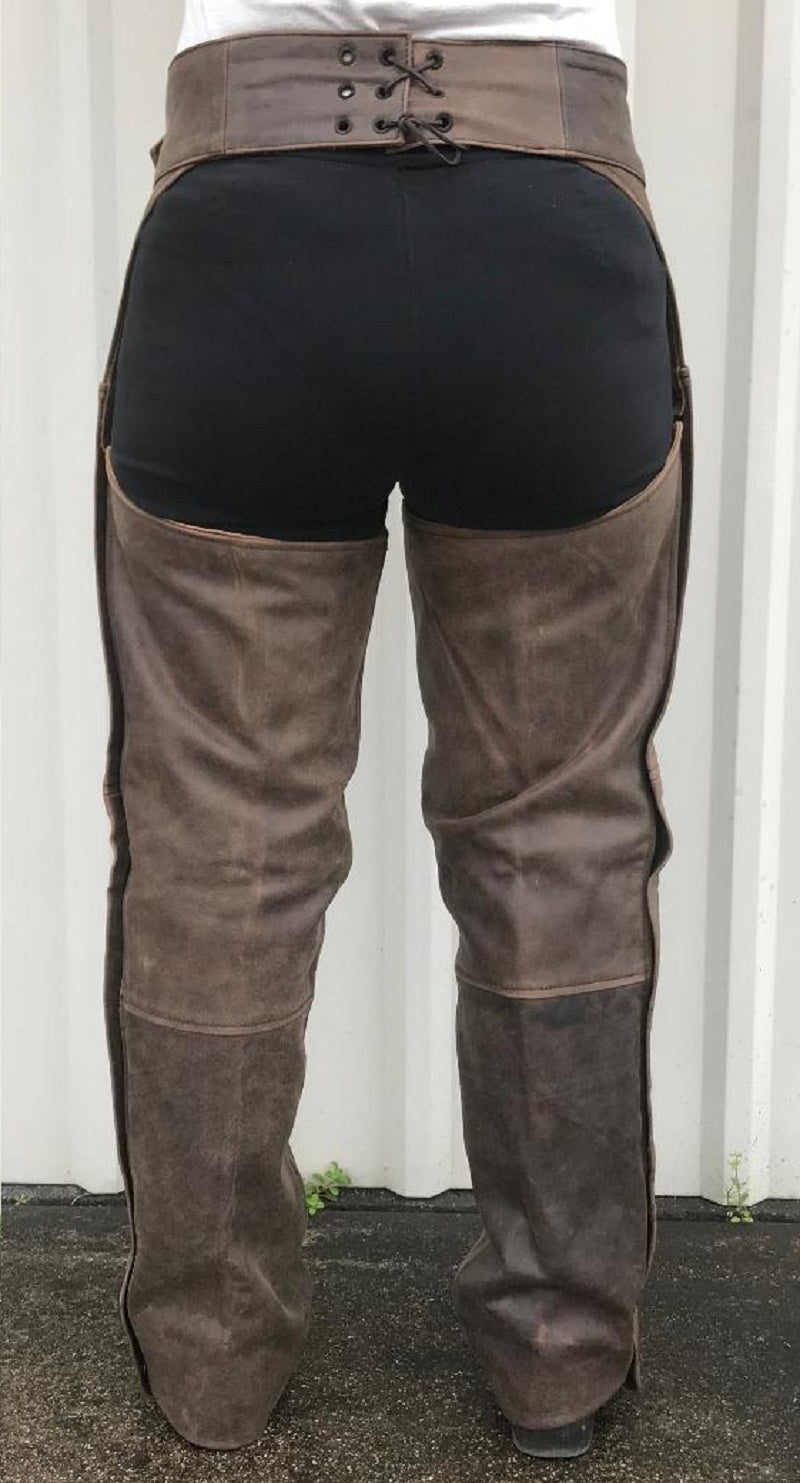 Rustic Premium Brown Buffalo Leather Chaps