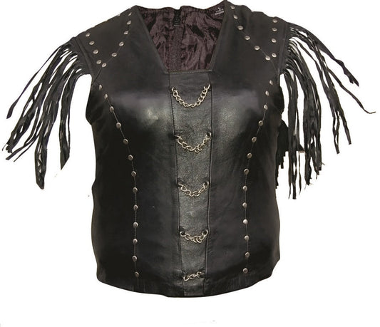 Chain-detail Halter Top with Fringed Shoulders Gear