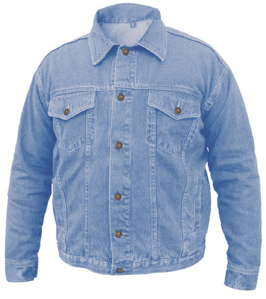 Blue Denim Men's Jacket with Antique Brass Hardware Gear