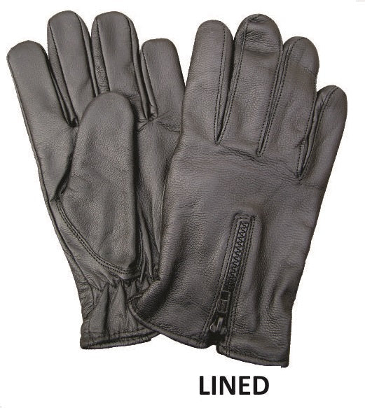 Classic Leather Zippered Back Driving GlovesORLined Leather Zippered Back Driving Gloves