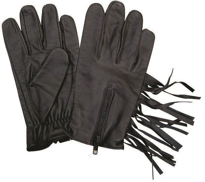 Fringe Premium Leather Full Fingered Unlined Driving Gloves with Zippered Back