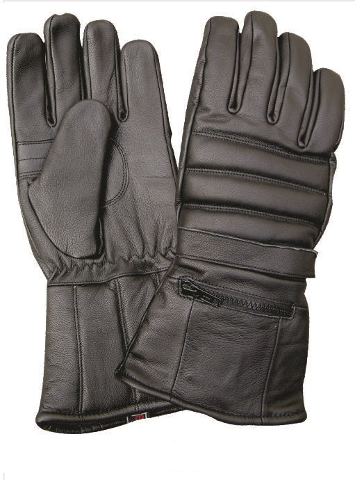 Classic Rainproof Padded Riding Gloves with Zipper Pocket and Velcro Strap