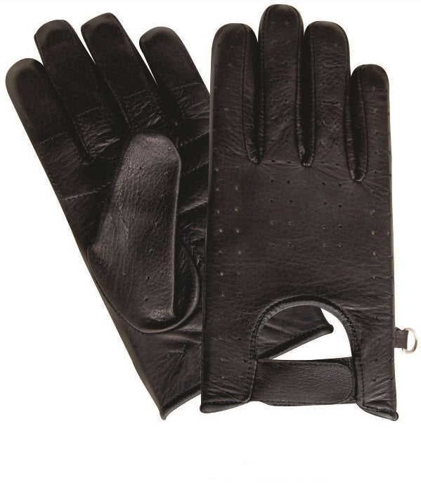 Men's Naked Cowhide Leather Riding Gloves with Velcro Strap and Padded Palm Pro -